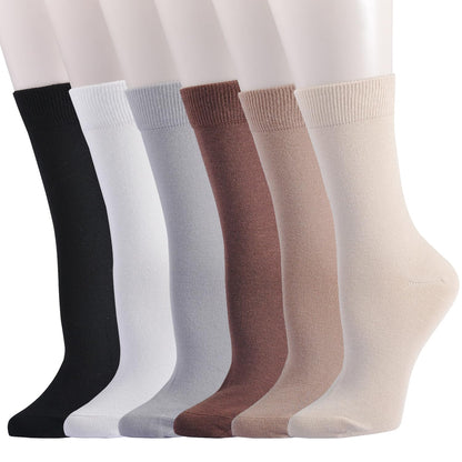 EPEIUS Women Bamboo Socks Soft Thin Womens Crew Socks Seamless Toe Viscose Bamboo Dress Calf Socks 6-9 Black White Grey Brown 6 Pairs Size M