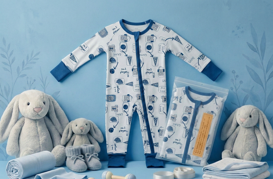 95% Organic Bamboo Baby Romper - Blue